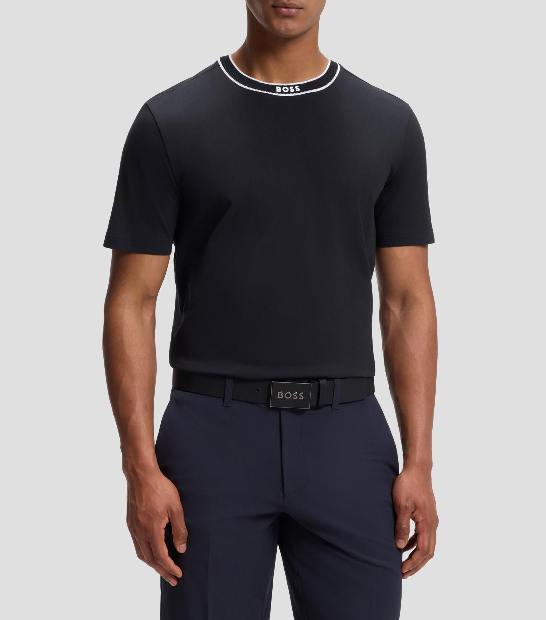 Playera Bos de algodón con cuello redondo y logo Hombre